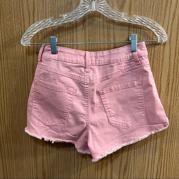 Rewash Pretty in Pink Button Fly Jean Shorts Size 3 / 26 Raw Hem - Picture 3 of 8